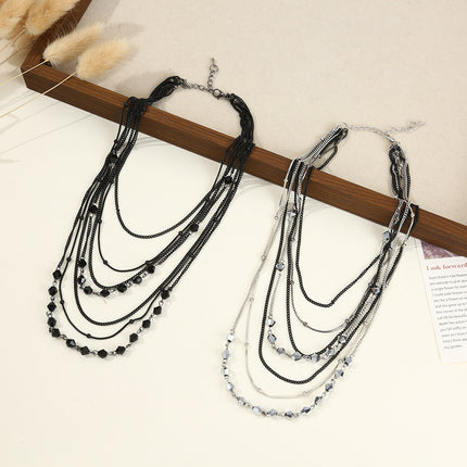 Multi-Layer Trendyy Versatile Inlaid with Rhinestones Autumn and Winter Personalized Accessories Sweater Chain Daily Wear Necklace Jewelry Clavicle Chain