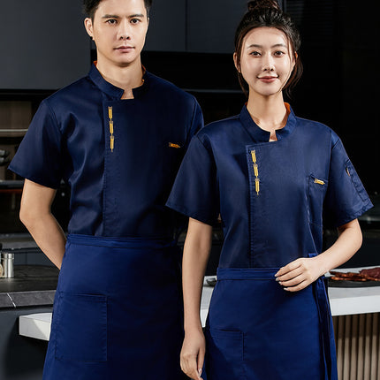 Chef overalls short sleeve summer restaurant canteen kitchen baking cake shop chef clothing manufacturers wholesale