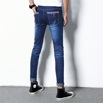 Spring and autumn men's jeans men's Korean version of slim elastic leggings autumn and winter straight trousers a generation of hair