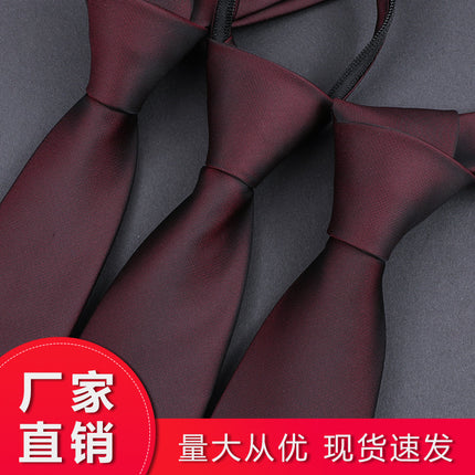 Burgundy Groom Wedding Burgundy Groomsman Formal Business Zipper Knot-Free Men's Tie Wedding