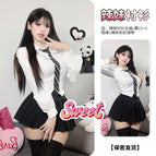 Hot girl shirt long sleeve + C310 black + hot girl tie / XS