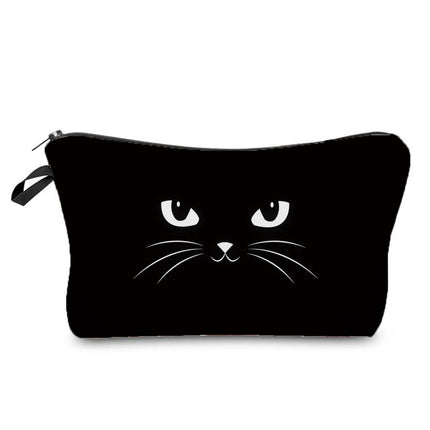 New Black Cat Print Travel Simple Toiletries Bag Women's Cosmetic Bag Travel Portable Zipper Storage Bag Printable