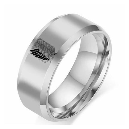 AliExpress two-dimensional round attack giant Freedom Wing logo men's and women's stainless steel ring jewelry supply