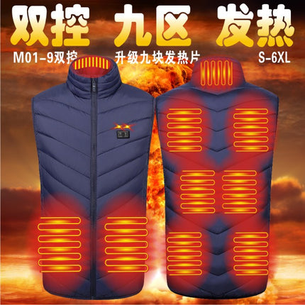 Cross-Border Popular Men's Stand-Up Collar Heating Vest Cotton Vest Electric Heating Vest USB Powered Intelligent Constant Temperature Heating Clothing