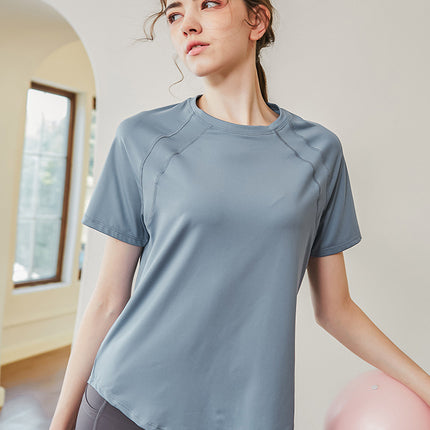 Loose Quick-drying Sports Top Women's Short-sleeved T-shirt Yoga Clothing Breathable Running Training Large Size Slimming Fitness Clothing for Summer