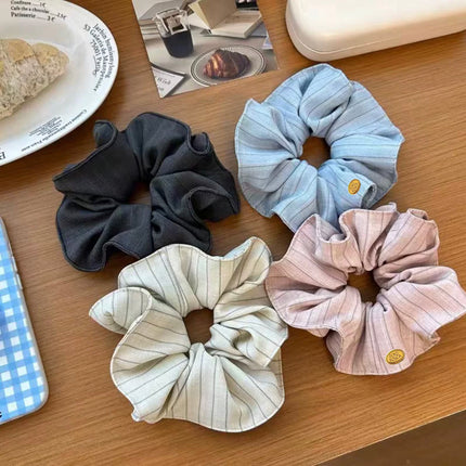 Japanese and Korean Style Fresh College Style Vertical Stripe Large Intestine Hair Ring Ins Style All-match Elegant Stylish Hair Rope Hair Accessories for Women