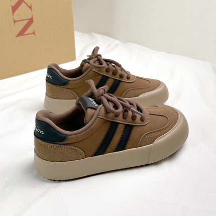 6354 Maillard Women's Training Shoes, 2024 Autumn Low-Top Thick-Soled Brown Beige Casual Retro Vintage Style