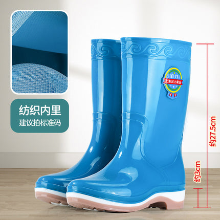 Rain Boots Mid-Calf Women's Outdoor Fashionable Water Shoes Non-Slip Waterproof Boots Lightweight Comfortable Rubber Shoes Thickened Wear-Resistant Rain Boots for Women