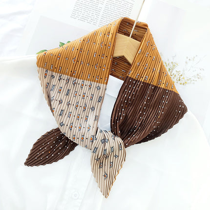 New wrinkled small square scarf female Korean imitation silk printed wrinkled small scarf Joker scarf decorative scarf wholesale