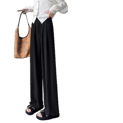 light gray Wide Leg Pants Women's Spring and Autumn 2025 New Loose Bf Lazy Style Casual Small Knitted Glutinous Rice Pants