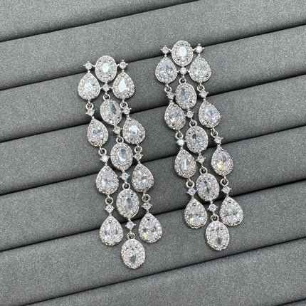 Water Drop Shape Full of Zirconia, Ladylike Temperament, High-End, Light Luxury and Heavy-Duty Women's Necklace Set