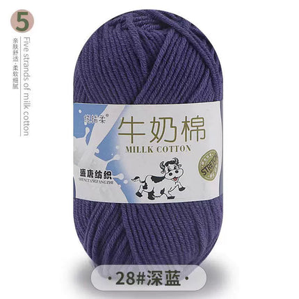 Five-Strand Milk Cotton Yarn Wholesale Medium-Thick Yarn Crochet Doll Shoes Scarf DIY Knitting Material Kit Crochet