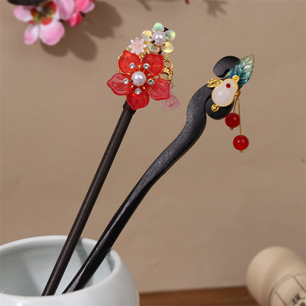 New Year Red Festive Chinese Style Hairpin Palace Style Tassel Walking Hair Hairpin Retro Hanfu Ancient Dress Cheongsam Hair Accessories Women