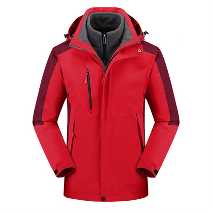 Three-in-One Removable Outdoor Windproof Waterproof Fleece Down Hooded Jacket Jacket Group Clothes Printed Logo