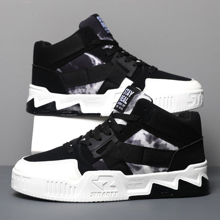 2026 Spring Fashion Camouflage High-Top Lace-Up Sneakers for Men, Trendy Casual Shoes for Students, Street Dance Sneakers for Men