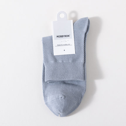 Socks men's solid color cotton socks spring and autumn business tube socks four seasons mesh cotton antibacterial deodorant breathable stockings wholesale