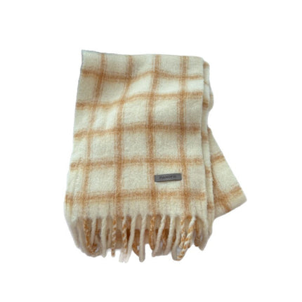Cheese Cream Yellow ~ Autumn and Winter New Plaid Scarf for Women Winter Korean Style Ins High-End Versatile Warm Scarf Trend