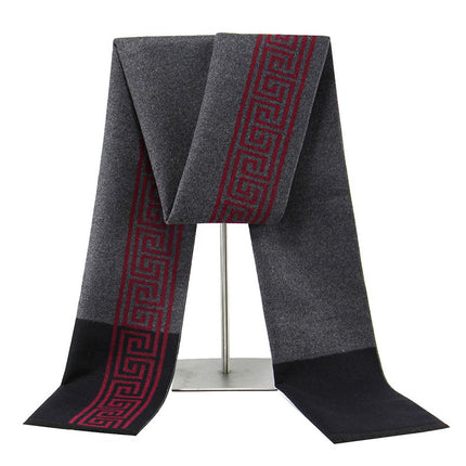 2024 New Men's Scarf Wool Blended Great Wall Retro Scarf Men's Winter Warm Scarf Middle-Aged and Elderly