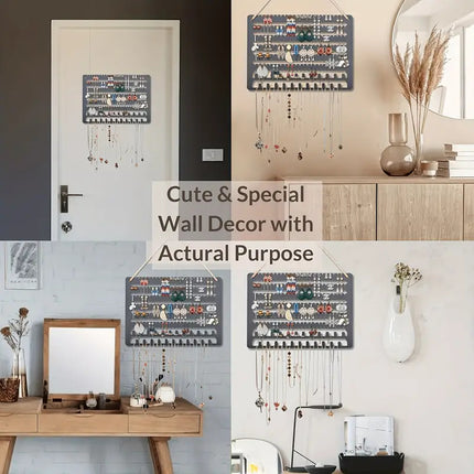 Jewelry Storage Rack Wooden Wall-Mounted Earrings Earrings Earrings Display Rack Necklace Rack Bracelet Rack Wall-Mounted Storage Rack