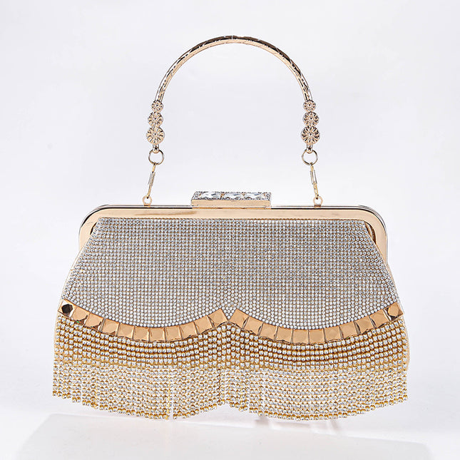 Cross-border Fashion Rhinestone Tassel Evening Bag Evening Bag Dress Banquet Bag