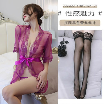 Pajamas, Feminine Bathrobes, Transparent Nightgowns, Women's Pure Lust Mesh Jackets, Adult Summer Cardigans, Thin Ultra-Short Straps