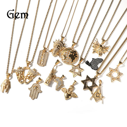 European and American Hip-Hop Stainless Steel Pendant Necklace Punk Rock Style Real Gold Electroplating Simple Versatile Pendant Necklace Wholesale