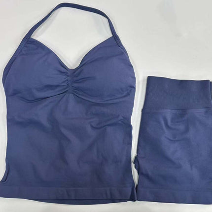 suit DF Amazon Explosions Shorts Small Bra High Elastic Superfine Extinction Nylon Hanging Neck Beauty Back Sports Vest