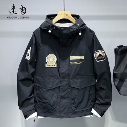 Advanced Sense Multi-Pocket Army Green Workwear Jacket Duffy Shuai Chao Brand Jacket Men's Top 2023 Aviator Spring Wear