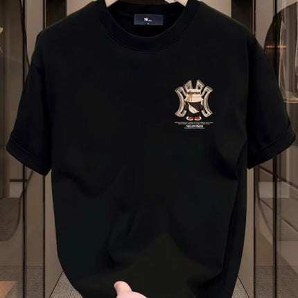 2026 Summer New Heavyweight Cotton Short-Sleeve T-Shirt for Men, Loose Fit, Trendy, Cool and High-End Half-Sleeve Top for Men's Clothing