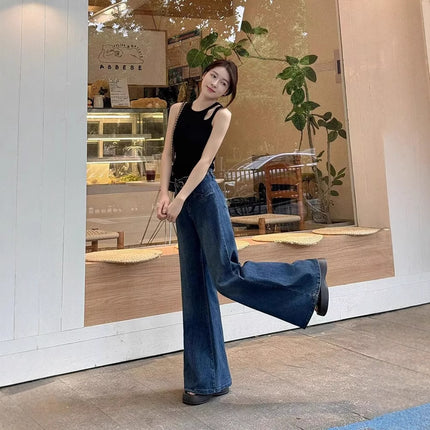 Cross-Border High-Waisted Non-Stick Leg Flared Jeans for Women 2025 Spring and Summer New Fat-Covering Slimming Wide-Leg Pants
