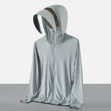 Summer New High-Quality Sun Protection Clothing for Men and Women, Couple's Skin Protection Clothing, Four-Way Stretch Outdoor Sun Protection Clothing with Detachable Brim