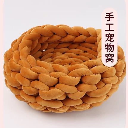 Extra Thick Filled Cotton Icelandic Velvet Wool Ball Woven Bag Pillow Handmade Blanket Cat Nest DIY Cat Nest Thick Wool