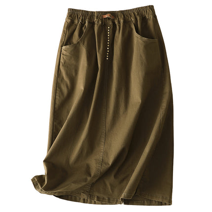 22107 high waist A- line skirt women's commuter versatile mid-length skirt pear-shaped figure slimming meat-covering autumn straight skirt