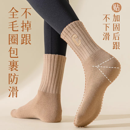 Shark pants socks women autumn and winter wear fleece-lined thick socks warm terry socks long tube sports socks