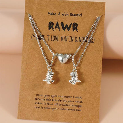 Cross-border special necklace Europe and the United States new three-dimensional cute dinosaur love magnetic buckle attractive lovers friendship necklace suit