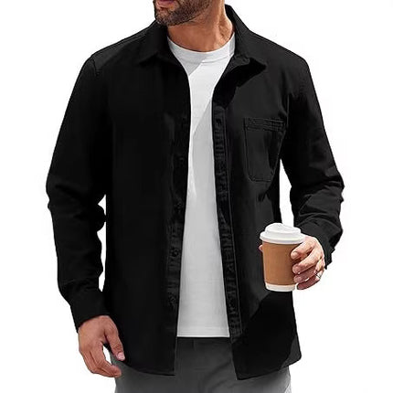 2024 Amazon Hot Sale Men's Light Button-Up Shirt Jacket Casual Jacket Inch Shirt Cotton Jacket