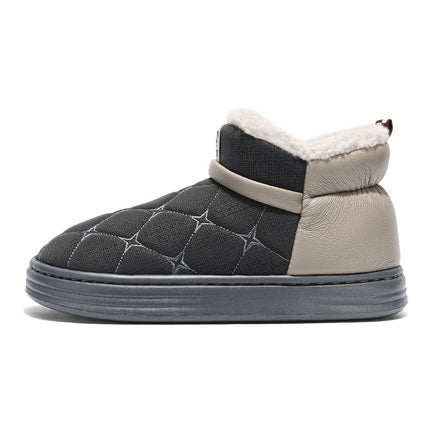 Cotton Shoes Men's Winter fleece-lined Thickened Northeast Warm Snow Boots Men's Fur Integrated Cold-proof Down Bread Shoes