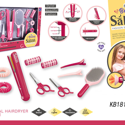 Children's Barber Toy Set Play House Girls Birthday Gift Hair Salon Dressing Toy