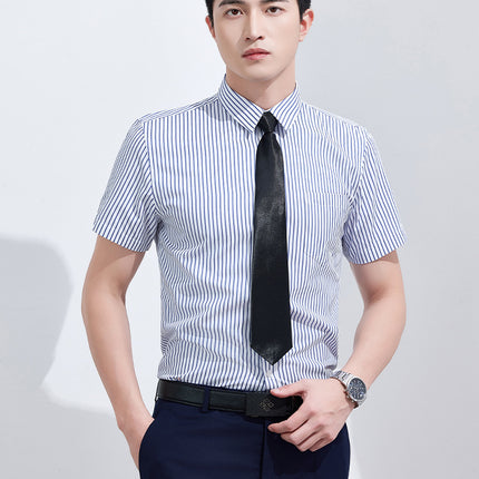 Men's Business Attire Shirt Short-Sleeved Work Clothes Stripesd Shirt Office 4S Store Bank Hotel Business Workwear Summer