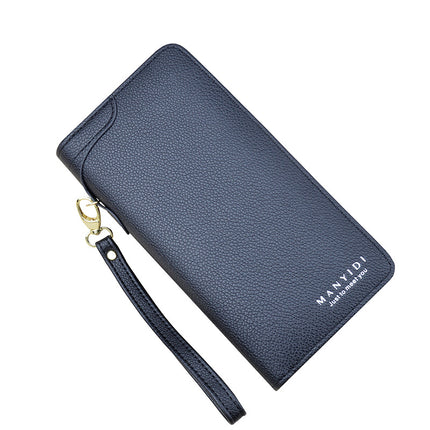 Wallet Women's Long Zipper Wallet Women's Simple Wallet Large Capacity Clutch Litchi Pattern Soft Wallet Mobile Phone Bag