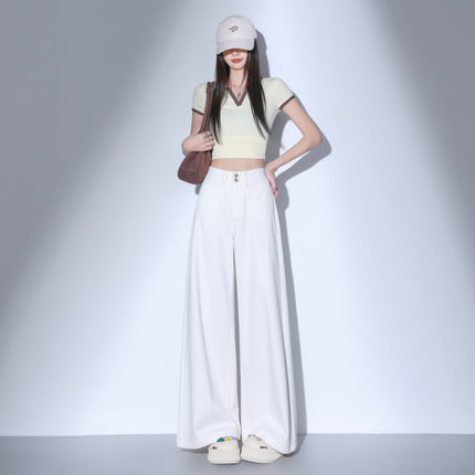 American Casual High-Waisted Wide-Leg Jeans for Women 2025 Autumn New Straight Loose Slimming Drapey Floor-Length Pants