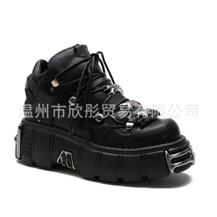 Wholesale Special Dark Motorcycle Boots Heavy Metal Thick-Soled High-Top Shoes 2023 Spring New Women's Punk Small Leather Shoes Brother Trbottom