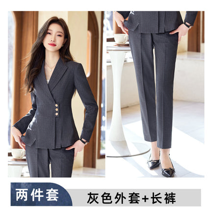 Striped Suit Jacket Women's Work Clothes Spring Beauty Salon Jewelry Store Temperament Workwear Hotel Front Desk Professional Suit
