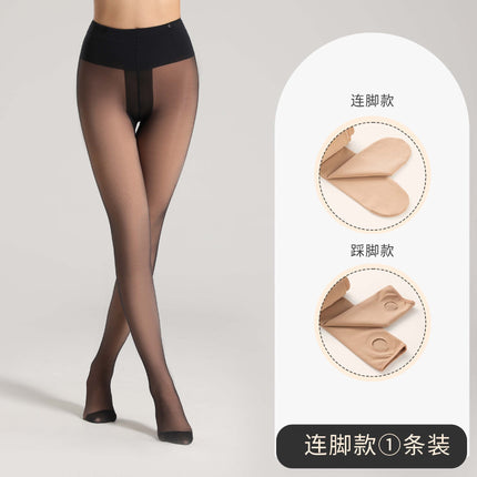 Women's Light Leg Artifact for Autumn and Winter fleece-lined Thickened plus size Double-Layer Button Removable Leggings Without Crotch Pantyhose