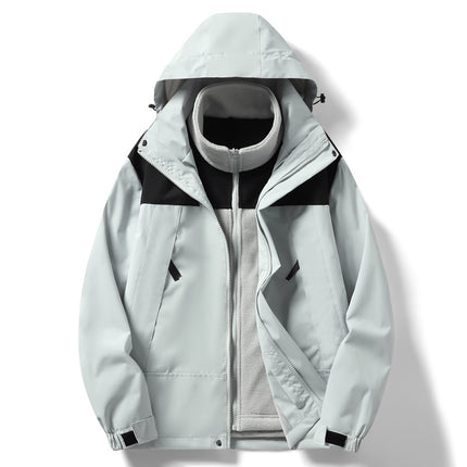Warm Jacket Two-Piece Set, Outdoor Fashion Men's Jacket, Plus Velvet Cold-Proof Jacket, Liner Polar Fleece Jacket
