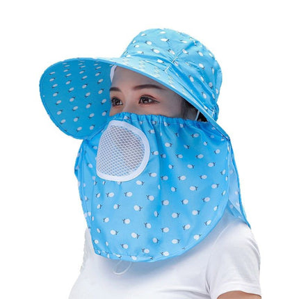 Summer Sunscreen Hat Children's Mask Sunshade Sun Hat Big Riding All-match Cool Hat Anti-ultraviolet Tea Picking Bike Face Covering