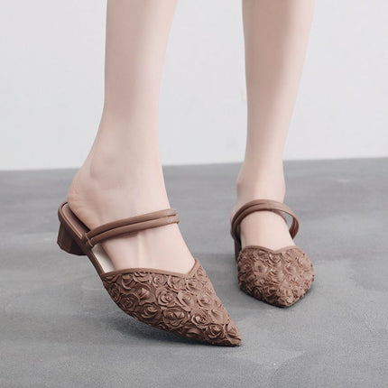 New pointed toe slippers women's summer wedge casual waterproof mid heel non-slip beach sandals women's fashion dual-use women's shoes