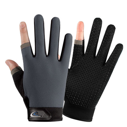 Exposed Two-Finger Fishing Gloves Men's Outdoor Sunscreen Non-Slip Cycling Luya Breathable Touch Screen Thin Sports Cycling Gloves