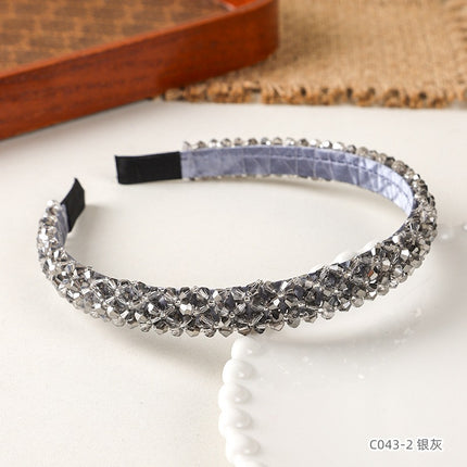 New Style Chanel Style Hair Hoop Women's High-end Sense Four-row Crystal Hair Accessories Sweet Girl's Presswith Hair Stamp Handmade Beaded Headband