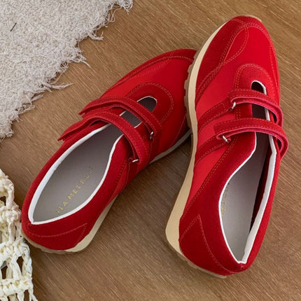 Wholesale New Platform Thick-Soled Velcro Training Shoes for Women 2025 Genuine Leather Breathable Versatile Ready-Made Casual Shoes for Women